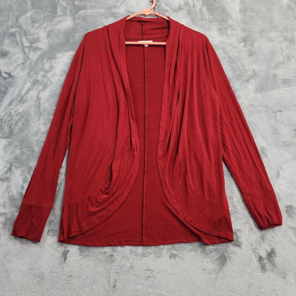 Maurices Cardigan Women M Red Cressa Open Front Draped Long Sleeve Lightweight‎